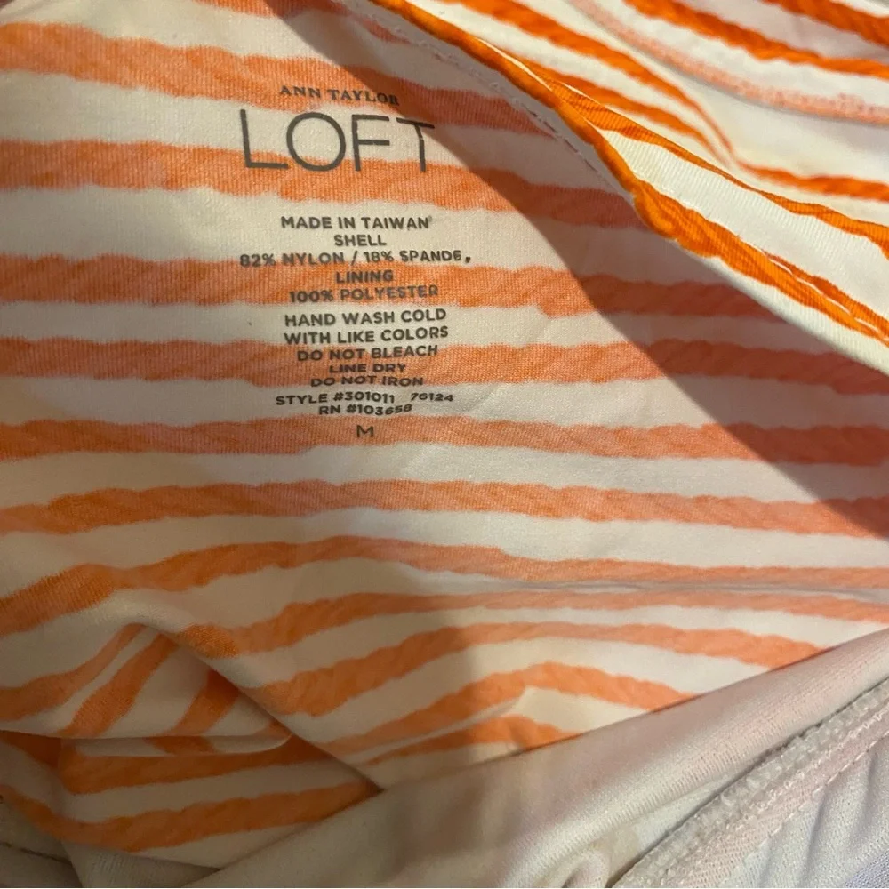 Loft Swim Swimming Swimwear Striped Burnt Orange Light Padded Top M